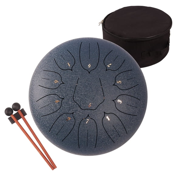 LOMUTY Steel Tongue Drum 12 Inch 11 Notes for Adults - Ethereal Metal Instrument for Meditation & Yoga with Music Book, Mallets &