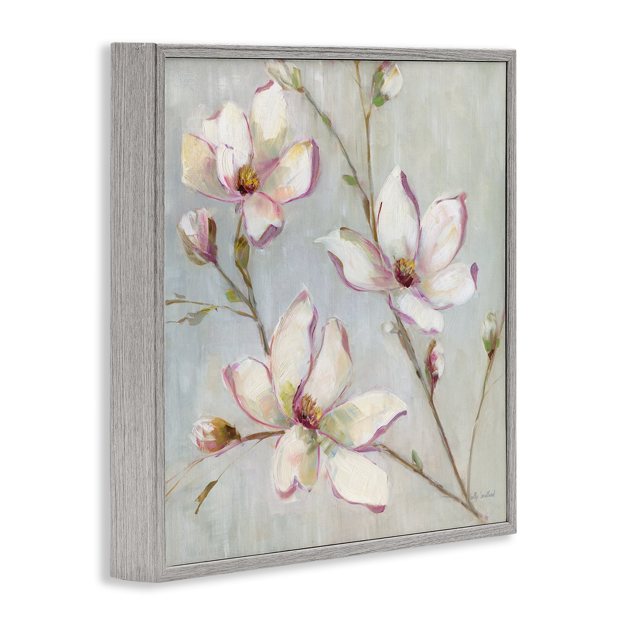 Stupell Industries Traditional Apple Blossoms Botanical & Floral Painting Gray Framed Art Print Wall Art, 12 x 12