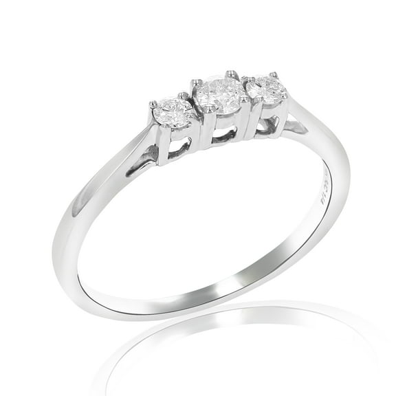 Vir Jewels 1/4 CTTW 3 Stone Diamond Engagement Ring 14K White Gold Round Bridal Wedding Size 7