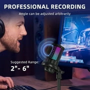 Aveek RGB Gaming Microphone, USB Condenser Mic for PC,PS4/PS5,Phone,Mac, Streaming,Discord,Twitch, Podcast,Videos with Tripod Stand, Pop Filter