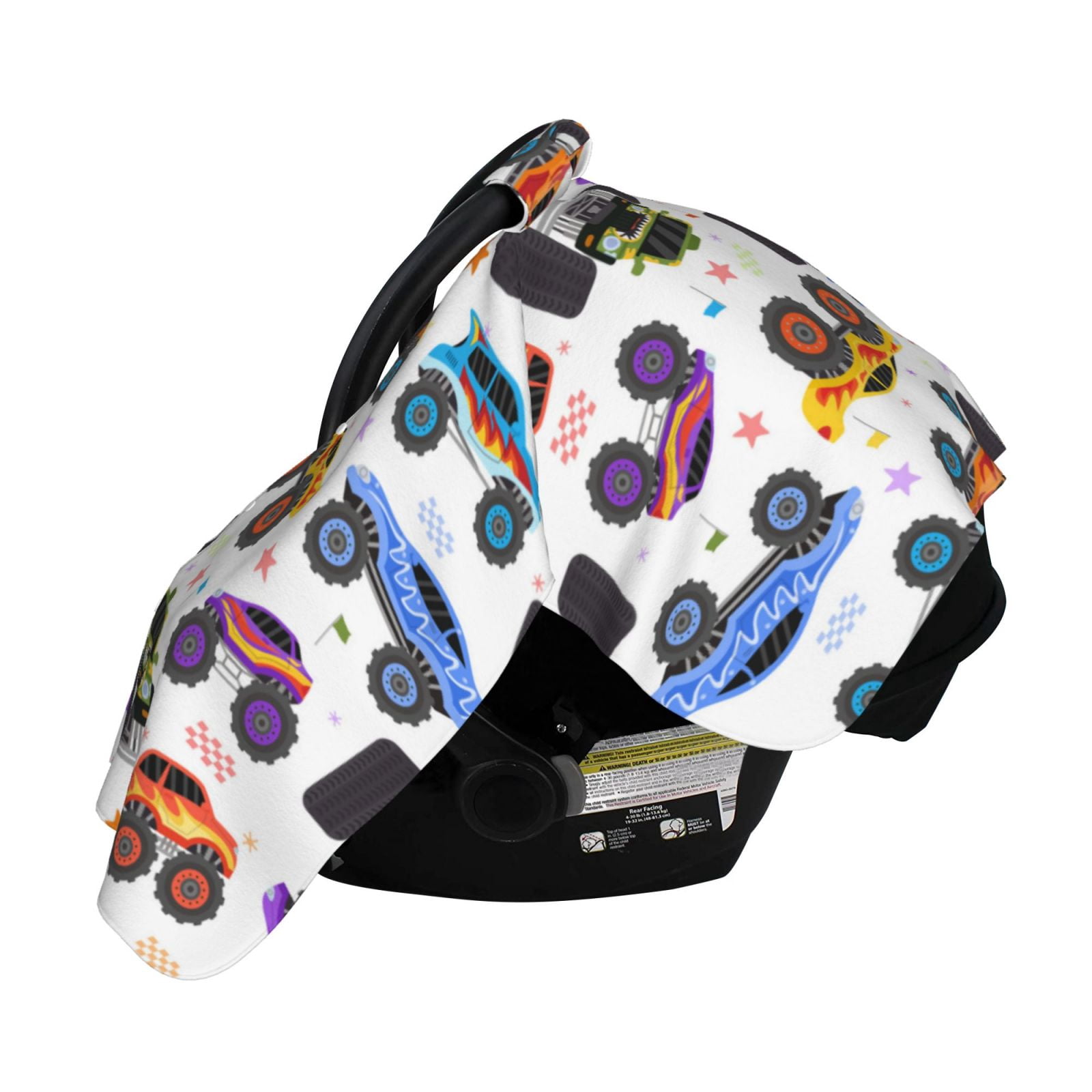 Naloa Cartoon Monster Trucks1 Baby Car Seat Cover, Breathable Baby Carrier Cover, Multiuse Baby Carrier Cover & Nursing Breastfeeding Cover