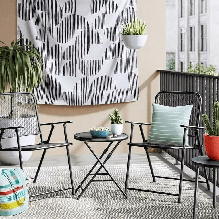 FM 18 Steel Mesh Patio Folding Table Black