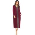 thumbnail image 4 of Ekouaer Women Zipper Robe Long Sleeve Loungewear Lightweight Housecoat Full Length Nightgown with Pockets, 4 of 6