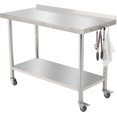 thumbnail image 1 of 48x24 In Stainless Steel Work Table with Wheels Hooks and Backsplash Adjustable Shelf Heavy Duty Commercial Prep Table for Kitchen Garage Home Use, 1 of 6