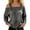 Grey, variant on Womens Off Shoulder Blouse Long Sleeve Summer Casual Tops with Adjustable Strap Vintage Washed Tee Loose Fit Shirt​