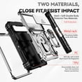 thumbnail image 3 of for Google Pixel Fold Case Camera Lens Protector Slide Cover Black with Kicktand, Shockproof Google Pixel Fold Phone Case Rugged Shield Heavy Duty with Ring Holder (Silber), 3 of 15