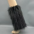 thumbnail image 5 of ievspot 1 Pair Winter Calf Covers Fuzzy Faux Fur JK Style Elastic Thickened Daily Wear Sports Outing Leg Warmers, 5 of 8
