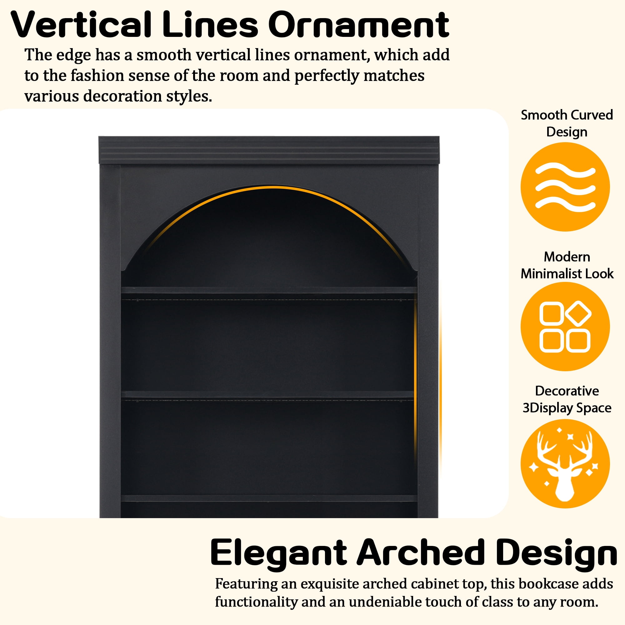 71" Tall Bookshelf Suite with 4-layer LED Lightings, Bookcase with Open Adjustable Shelves