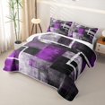thumbnail image 3 of Erosebridal Textured Square Quilt King for Women Men, Abstract Block Print King Coverlet Set, Purple, 3pcs, 3 of 7