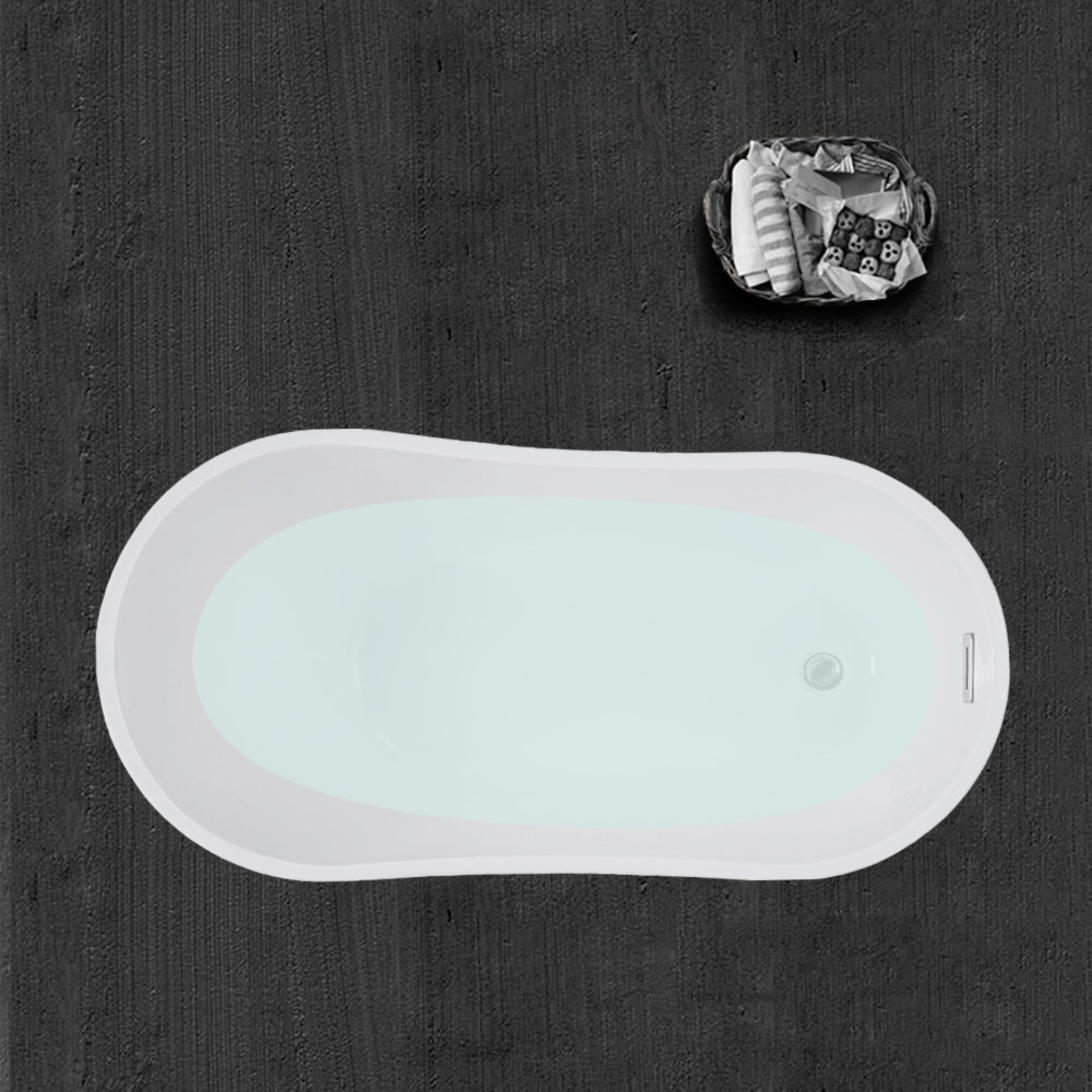 Woodbridge 54 Acrylic Freestanding Bathtub Contemporary Soaking Tub With Brushed Nickel Overflow And Drain B 0006