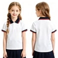 thumbnail image 3 of Domuza Polo Shirt for Kids Girls Collared Short Sleeve Casual Button T-Shirts Comfy Soft Quick Dry Workout Golf School Uniform-Wine 9-10 Years, 3 of 3