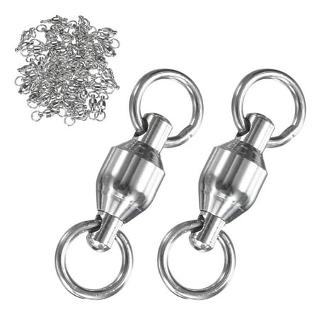 Uxcell 50-Pack Ball Bearing Fishing Swivels, 7# 1.3In (33mm) Stainless Steel Lure Leader Line Connector for Fishing [Silver]