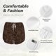 thumbnail image 4 of Balery Autumn Brown Plants Pantalones cortos deportivos para mujer con forro y dos bolsillos, elásticos, para entrenamiento, gimnasio, yoga-Medium, 4 of 7