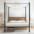 thumbnail image 5 of Infans Queen Size Canopy Bed Frame 4-Poster Platform Bed Frame w/ Industrial Headboard, 5 of 7
