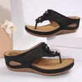 thumbnail image 4 of Platform Flip Flops for Women Bohemian Flower Hollow out Orthopedic Sandals Comfy Arch Support Footbed Slides Wedges Heels Slip on Beach Shoes Black Size 9, 4 of 6
