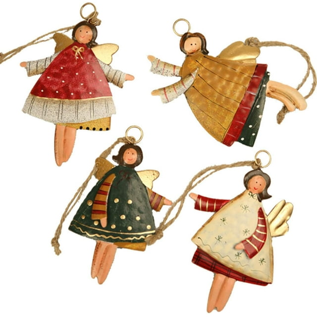Decoración hogareña High North Christmas Santa Claus Ornament 2019 Tree Ornament Dancing Flying Tin Angel (12pcs / set) Zhivalor WMZL-631-1