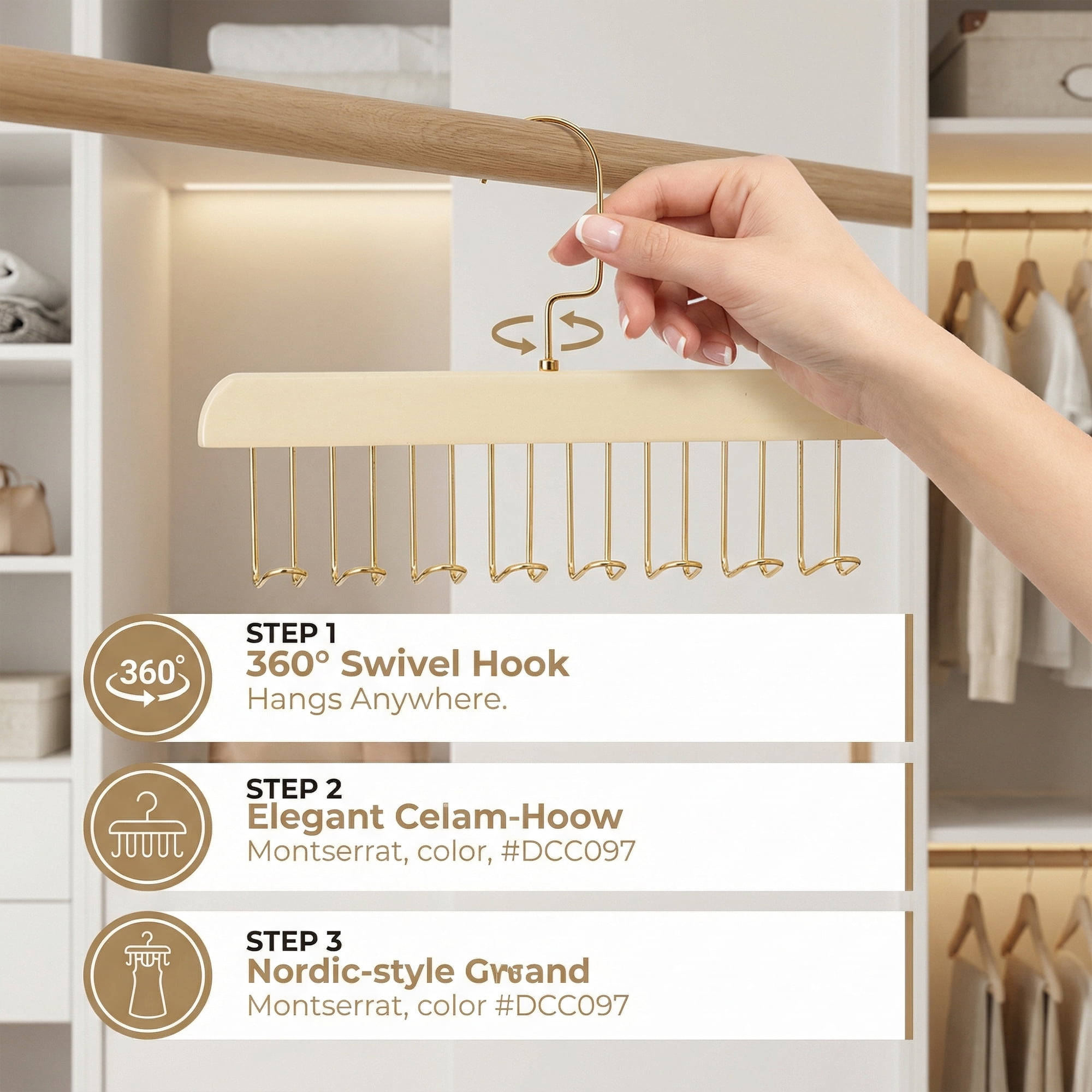 Unique Bargains 2Pcs Wood Tank Top Hanger With 8 Hooks Milk White