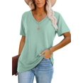 thumbnail image 1 of Camiseta Lunivop para Mujer Verano Casual con Cuello en V y Manga Corta, 1 of 4