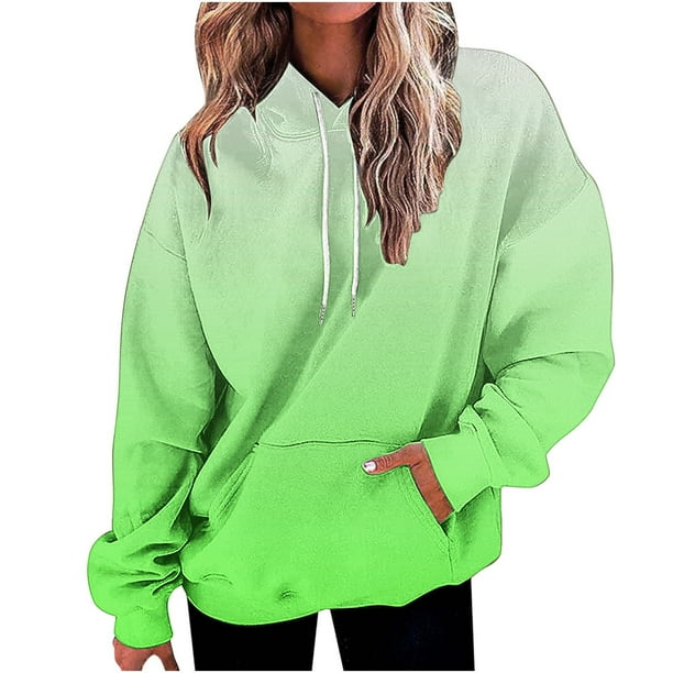 Neewe Womens Hoodies Fall Long Sleeve Drawstring Pullover Tops With Pockets Fashion Loose Casual Sweatshirt For Women