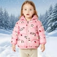 thumbnail image 4 of Parkas de manga larga para niños con estampado de invierno, capucha y orejas pequeñas, ligeras y finas, deportivas informales, cálidas y gruesas, chaquetas de plumón para niñas, parte superior de poli, 4 of 5