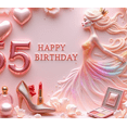 thumbnail image 3 of Elegant Design Happy Birthday Banner Glitter Theme 55 Birthday Celebration for Women Glamorous Party Pink Decor, 3 of 7