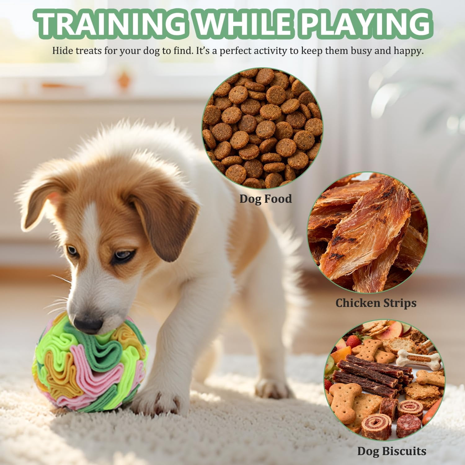 Vibrant Snuffle Ball for Dogs, Playful Color-Mix Slow Feeder Toy, Eye-Catching Interactive Puzzle for Mental Enrichment, Indoor Fun for Small Medium Large Dogs Multi-colored,Medium
