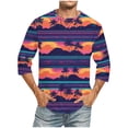 thumbnail image 2 of SGFCWSX Men's 3/4 Sleeve T-Shirt, Casual Graphic Print Crewneck Beach Tee for Men Purple Size XL, 2 of 5
