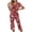 Red, variant on Women's Casual Loose Sleepwear Set - V-Neck Print Short Sleeve Top + Elastic Waist Capri Pants with Side Pockets | S-2XL | Pajamas Set Loungewear
