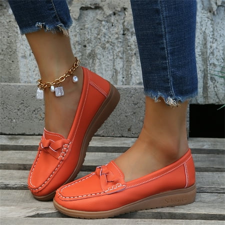 

Vedolay Flat Casual Shoes Women Slip On Casual Shoes Round Toe Falt Comfort Loafers Black 7