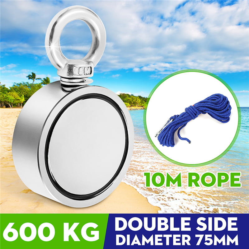 Round Double Sided 800LBS Fishing Magnets or Rope Super Strong Neodymium Pulling 