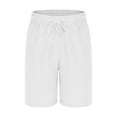 thumbnail image 5 of snilers Cotton Linen Shorts for Men Trendy Solid Color Casual Loose Athletic Shorts Drawstring Elastic Waist Summer Beach Shorts, 5 of 6