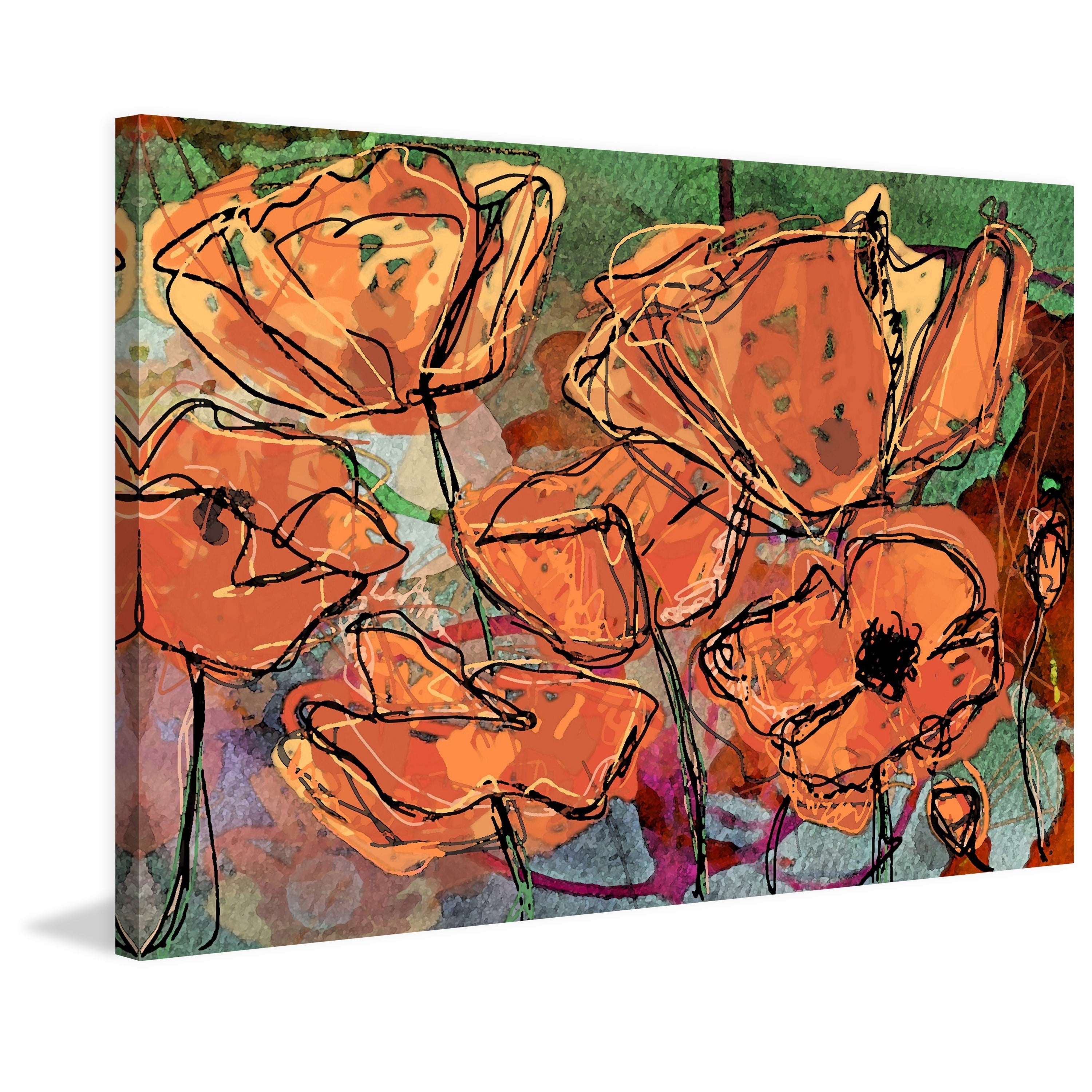 Sketch Cadmium Orange Painting Print on Wrapped Canvas