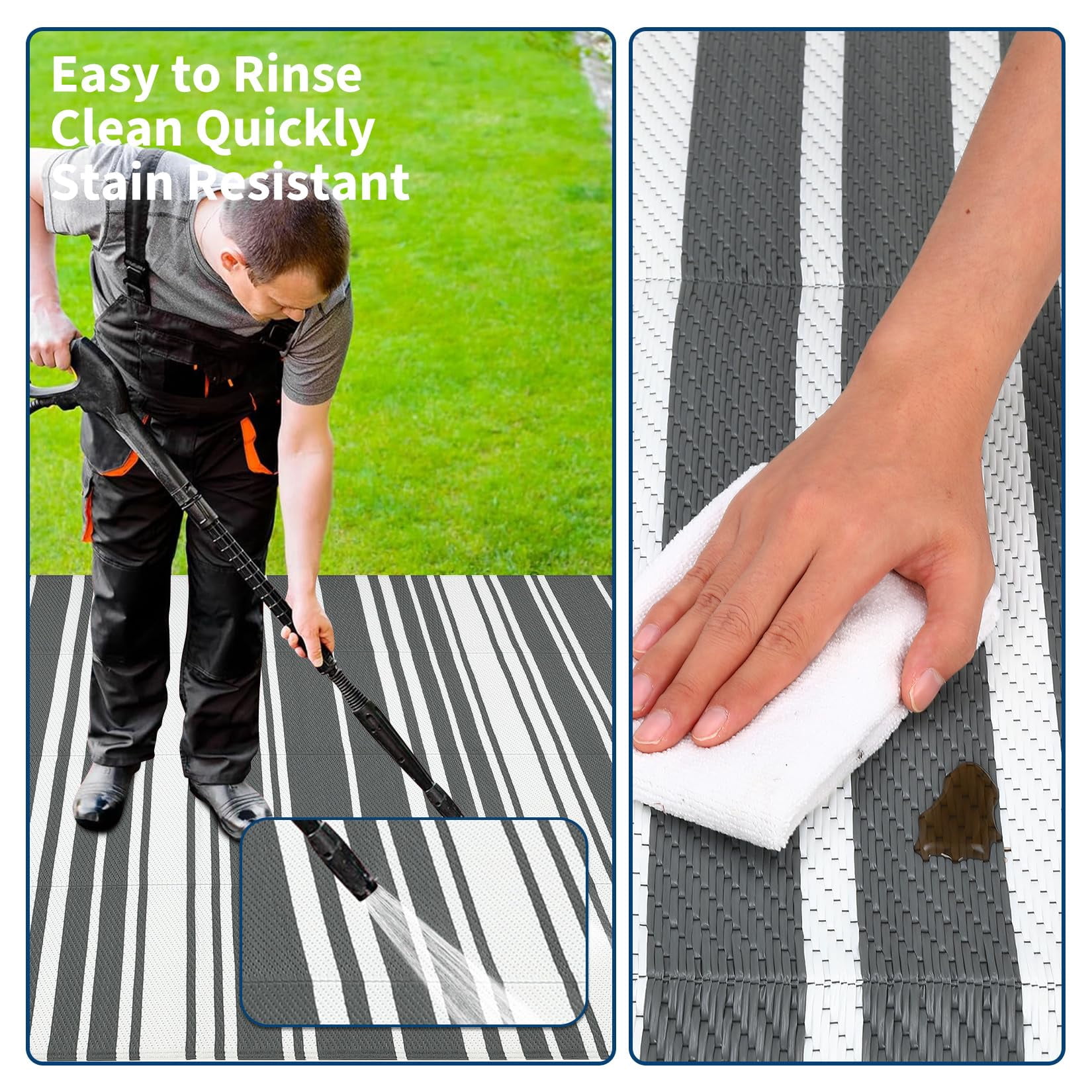 Danolapsi Outdoor Rug Mat for Patio,8x10 Plastic Straw Rug,Waterproof Plastic Straw Mats,Modern Striped Outdoor Camping Rugs for Patio,RV,Porch, Deck,Backyard,Balcony,Camping,Trailer