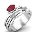 thumbnail image 2 of 6X4MM Oval Shape Ruby Glass Filled Wide 925 Sterling Silver Bridesmaid Valentines Day Gifts Ring, 2 of 3