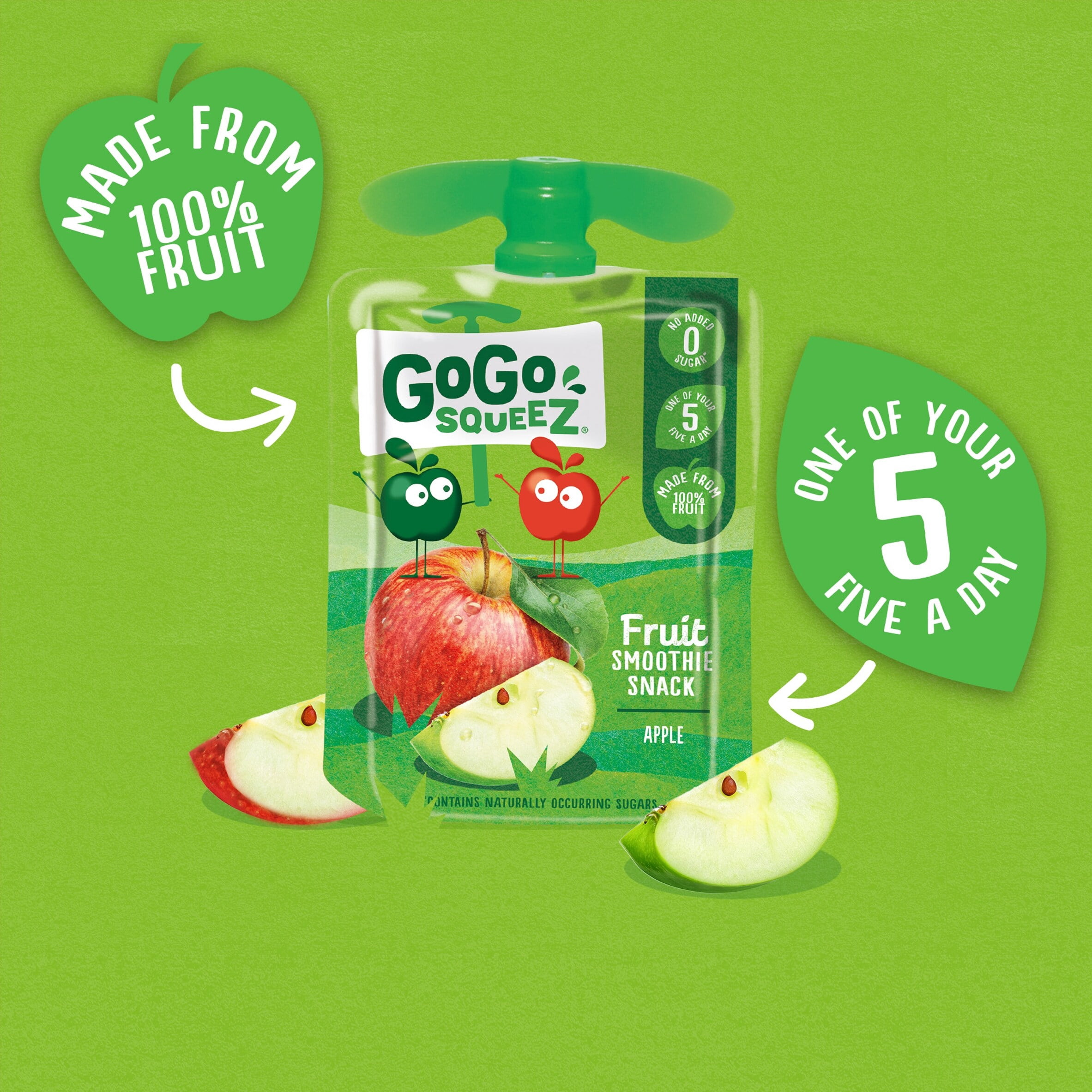 Gogo Squeez Fruit Snack Apple 4X90g, Imported from Britain