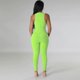 thumbnail image 4 of Gibobby pantalones siameses color liso Mono sin mangas sexy con cuello en V profundo para mujer con cintura ahuecada(Verde， XL), 4 of 5