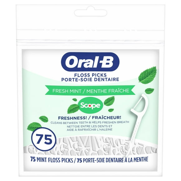 Oral-B Burst of Scope Dental Floss Picks, Fresh Mint, 75 ct