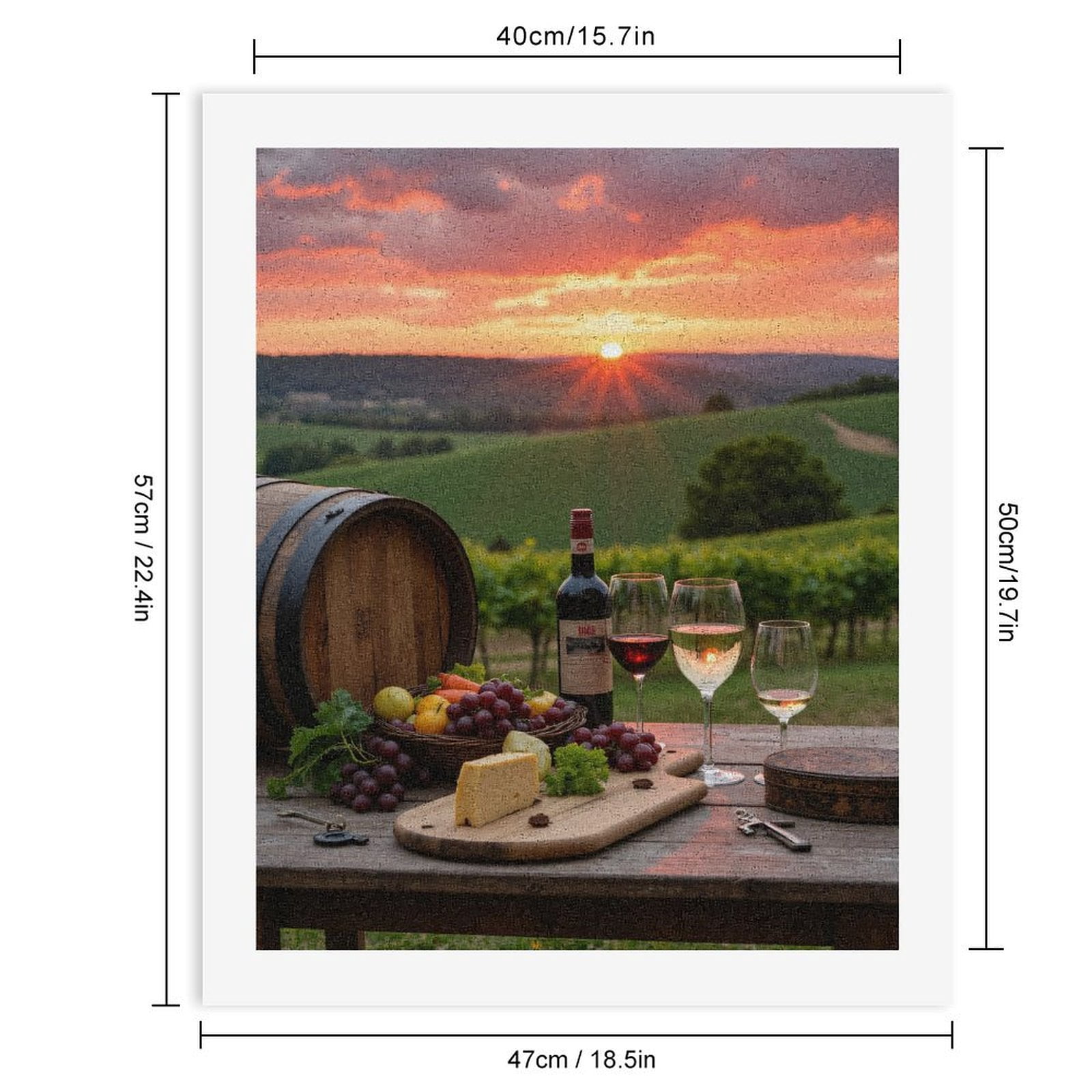 Paint By Numbers Kit for Adults Beginner - DIY Sunset Vineyard Wine Cheese Orchard Canvas Painting Kits for Adults, Frameless Paint By Number for Adults for Home Wall Decor 16x20 Inch