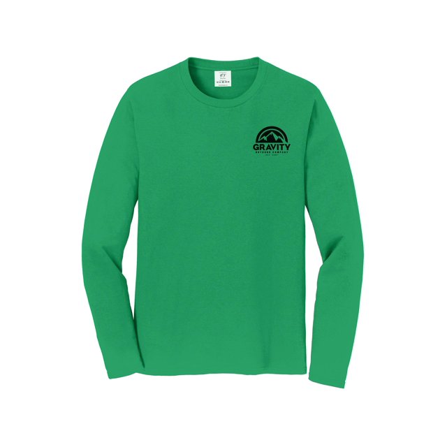 Gravity Outdoor Co. Chemise à Manches Longues - Vert Kelly - Logo Noir - TG