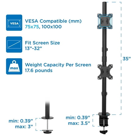Mount-It! - TV Desk Mount for Most Flat-Panel TVs Up to 32" - Black