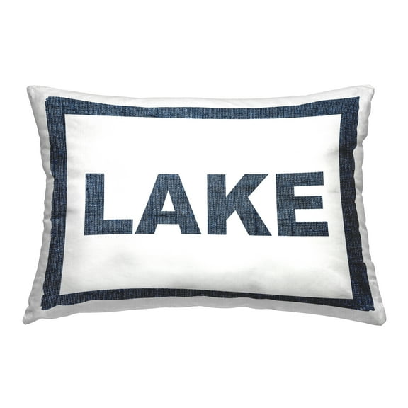 Stupell Industries Blue Lake Phrase Decorative Printed Throw Pillow, 14 x 20
