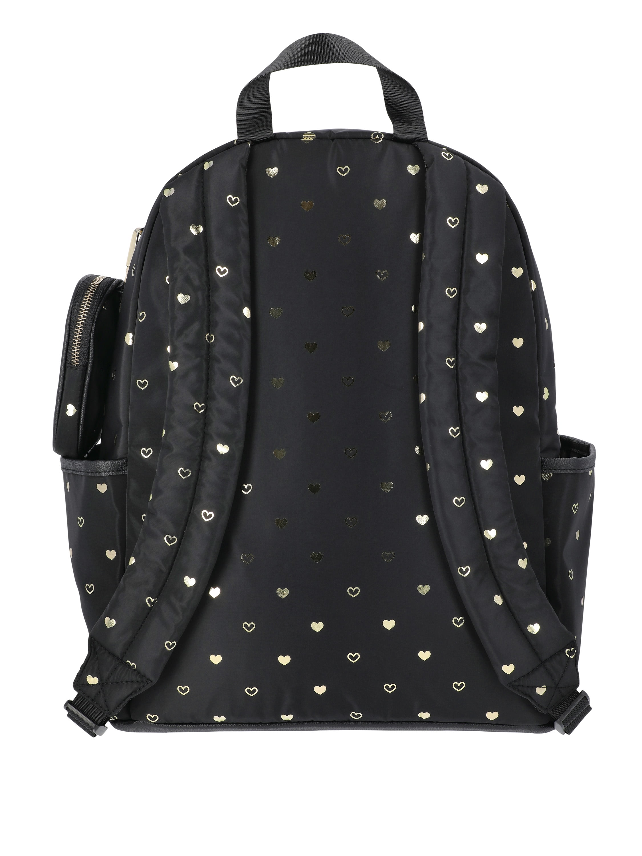 Madden NYC Women's Chain Pocket 17" Dome Backpack, Black with Gold Metallic