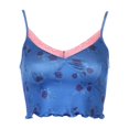 thumbnail image 5 of Douhoow Women Summer Floral Vest Lace Patch Tank Tops Blue Mesh V Neck Tanks Sling Sleeveless Tops, 5 of 9
