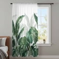 thumbnail image 3 of Palm Leaves Tropical Sheer Curtains 54 Inches Long, Green Botanical Summer Light Filering Curtains, Breathable Simi Curtain Privacy Drapes for Kitchen Bathroom Lightweight Small Window Treatment, 3 of 9