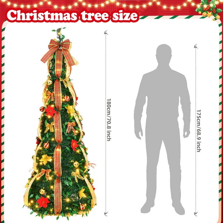 6ft Pre-Lit Pop Up Christmas Tree With 150 Lights - Flocked Snow, Pre-Decorated, 1-Minute Setup 2 thumbnail image
