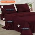 thumbnail image 3 of CCNY 1000 TC Egyptian Cotton Bed Sheets, 4Pc Sheet Set - 1 Fitted Sheet, 1 Flat Sheet & 2 Pillowcases 21 Inch Deep Pocket (Full XL-Wine ), 3 of 8