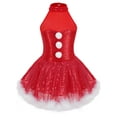 thumbnail image 3 of Runhomal Kids Girls Christmas Dress Shiny Sequins Ballet Tutu Dress Ice Skating Dress Snowman Costume Red 10, 3 of 7