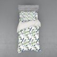 thumbnail image 1 of Ambesonne Floral Bedding Set 3 Pcs, Pea Blossom Design, Twin XL, Green White Blue, 1 of 3