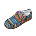 thumbnail image 2 of Women's Ethnic Print Canvas Sneakers, Lace Up Casual Walking Shoes, Women's Graffiti Canvas Fashion Sneaker | Comfortable Play Canva Shoes Retro Ethnic Style Low-Top Walking Slip On Shoes, Blue 5.5, 2 of 6