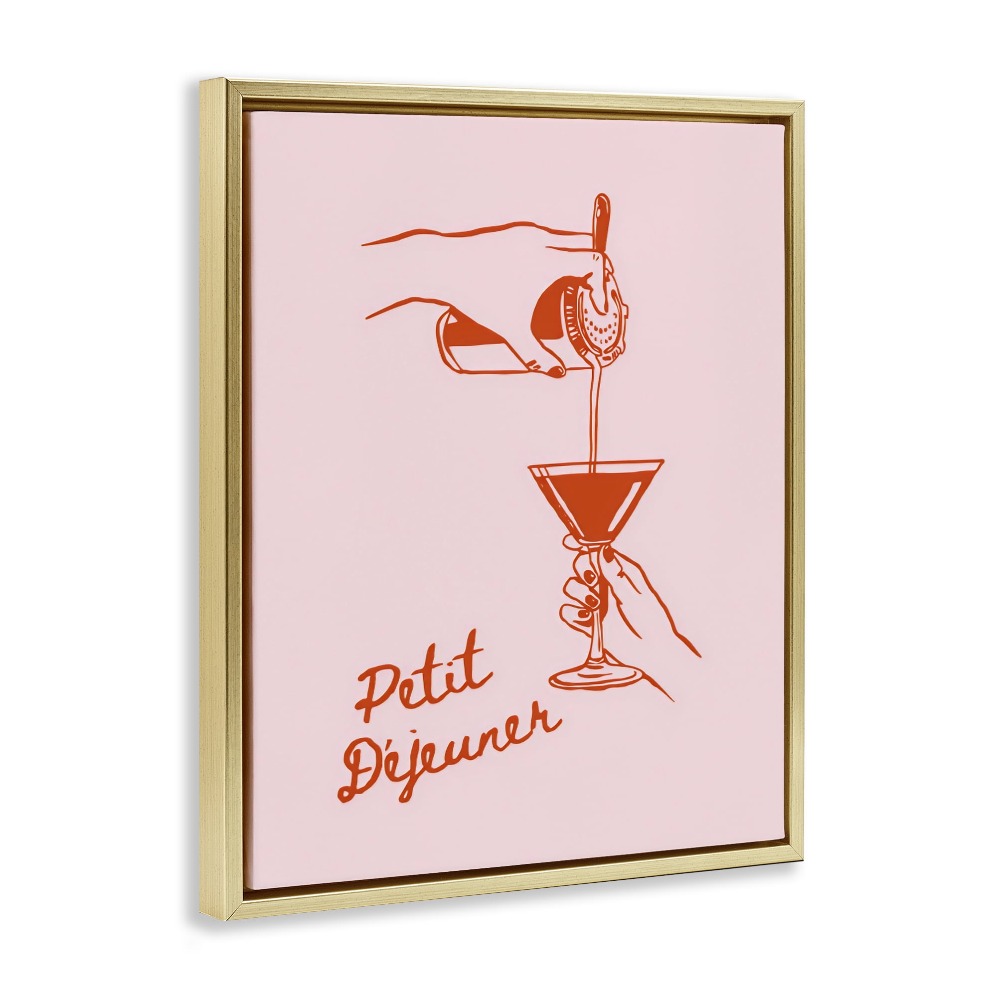 Stupell Industries Pouring Brunch Cocktail Gold Framed Floater Canvas Wall Art, design by The Prints Vibe